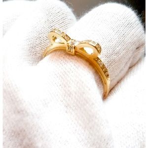 Gold Bow Ring with Diamonds